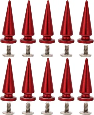 10 Set 1026 mm Copper Rivet Metal Stud, with Metallic Screw Set, Cone Spikes Screwback Studs for DIY Leather Craft Bag Shoe/Leather Clothes/Leather Bags//(Red)