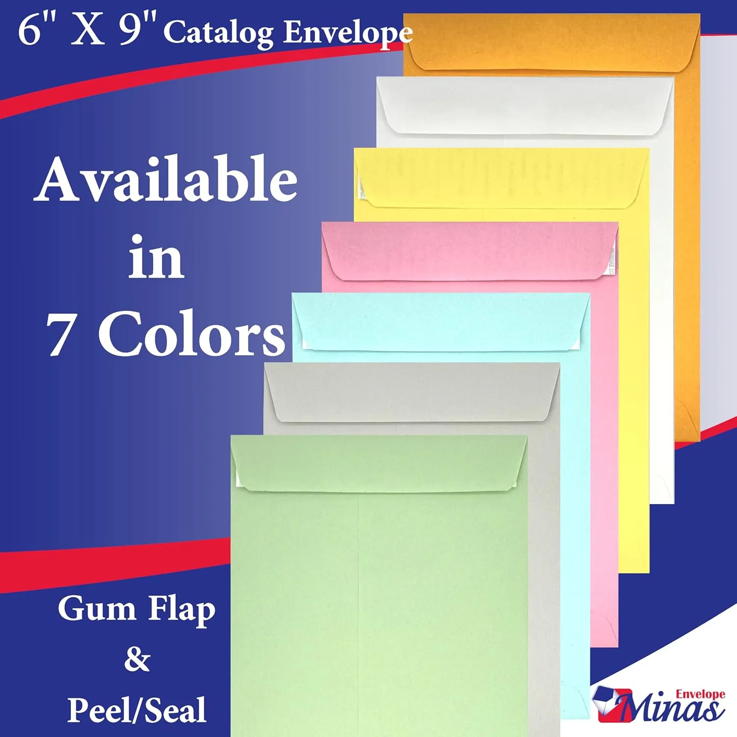 100 Minas Envelope 6" x 9" Catalog Envelopes, Peel & Seal Flap, Sturdy 24lb. Paper, 100 Count (Green)