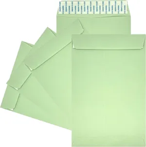 100 Minas Envelope 6" x 9" Catalog Envelopes, Peel & Seal Flap, Sturdy 24lb. Paper, 100 Count (Green)
