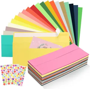 100 PCS Colorful Envelopes, #10 Business Mailing Envelopes Self Seal Square Flap for Letter, Invitations, Office, Size 4 1/8 X 9 ½ Inch
