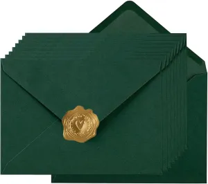 100 Pieces A7 Self-Seal Envelopes Colorful 5x7 Envelopes for Greeting Cards, Birthday, Weddings, Baby Shower Invitation Cards (5.24 x 7.24 Inches, Dark Green)
