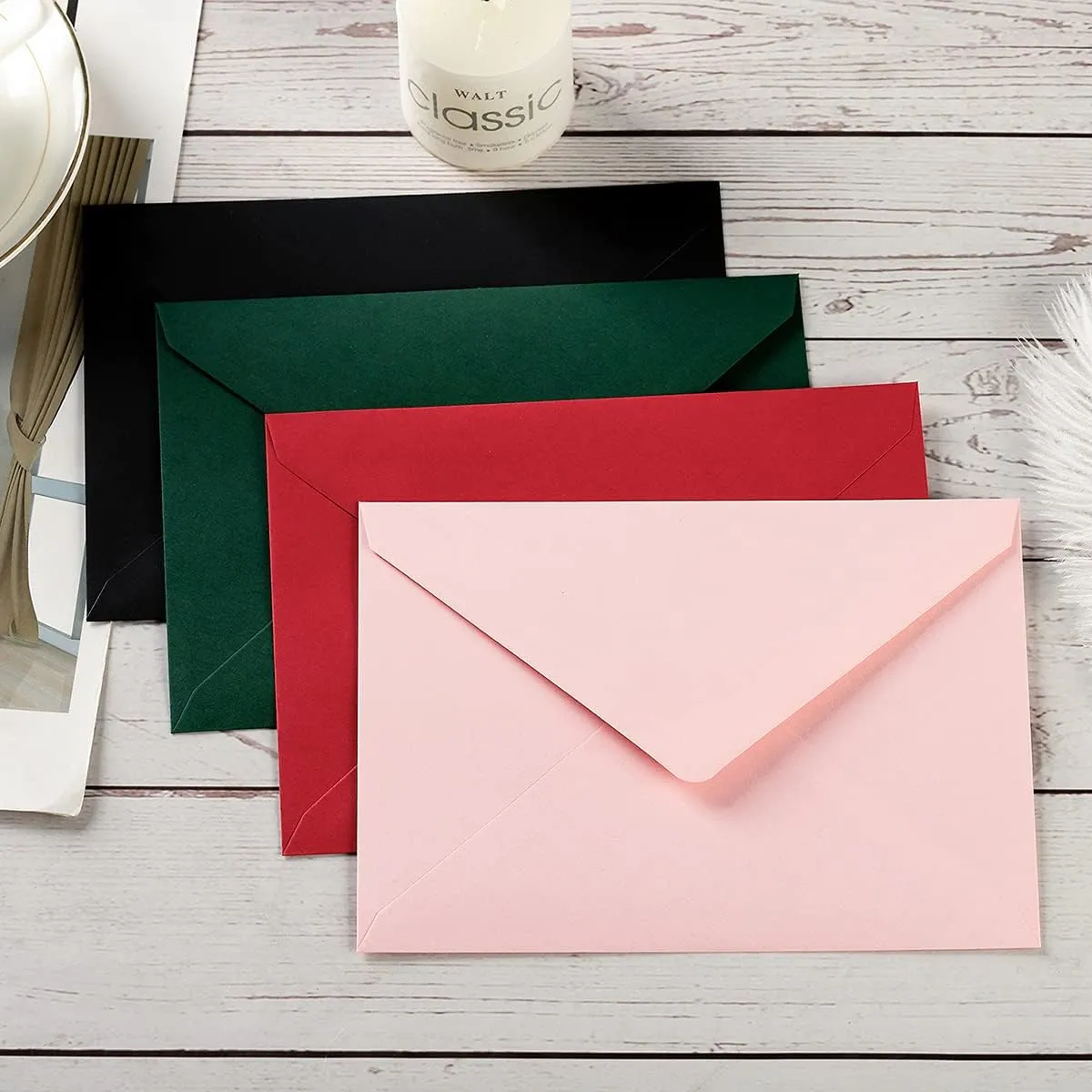 100 Pieces A7 Self-Seal Envelopes Colorful 5x7 Envelopes for Greeting Cards, Birthday, Weddings, Baby Shower Invitation Cards (5.24 x 7.24 Inches, Dark Green)