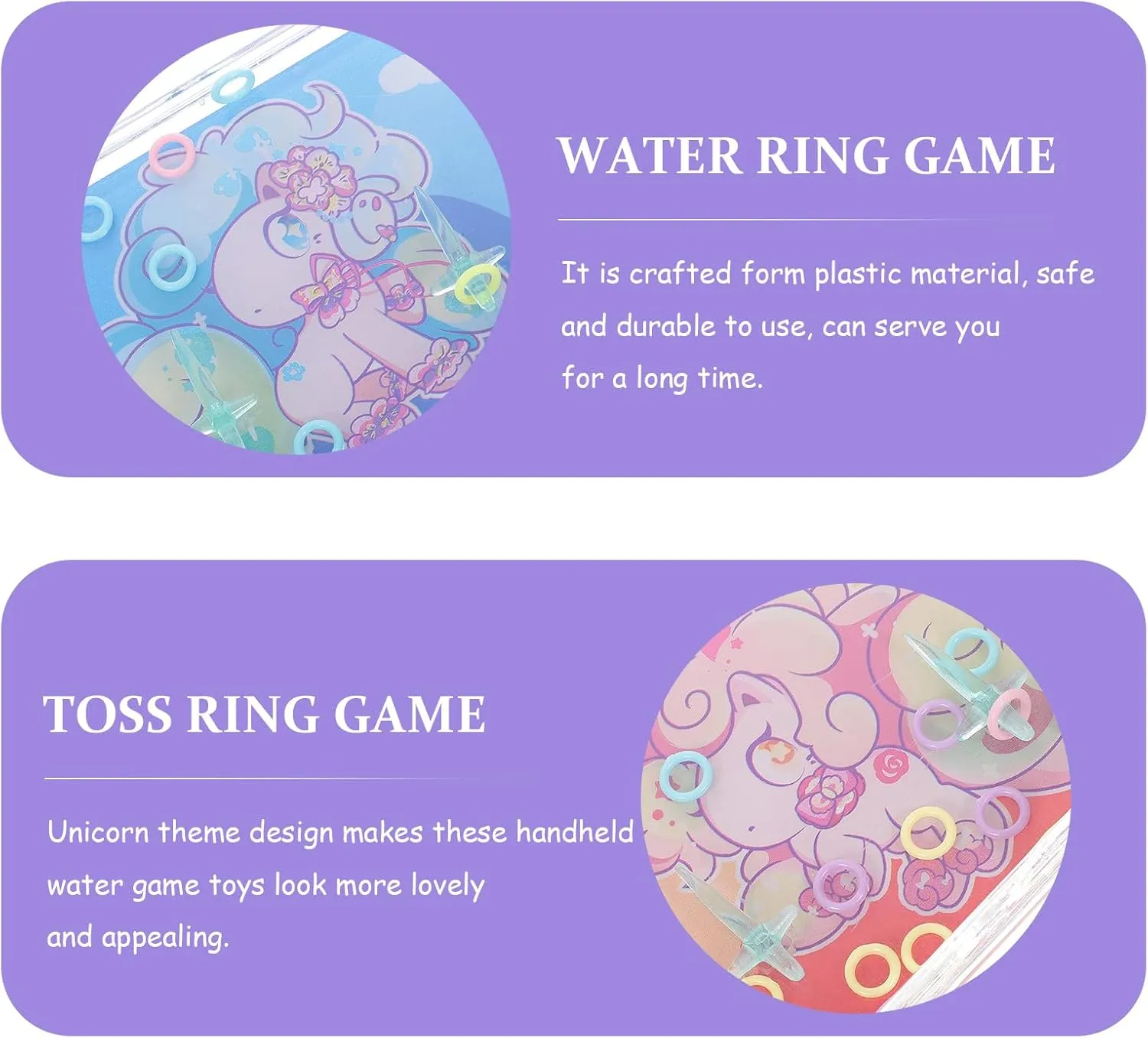 12 Pcs Ring Toy Travel Essentials for Kids Handheld Water Game Outside Travel Road Trip Essentials Kids Handheld Unicorn Games