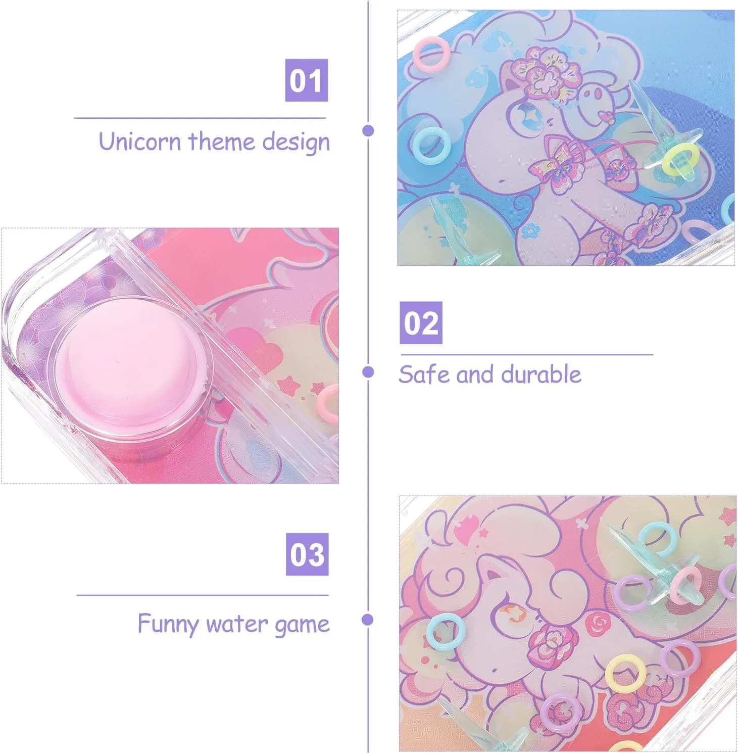 12 Pcs Ring Toy Travel Essentials for Kids Handheld Water Game Outside Travel Road Trip Essentials Kids Handheld Unicorn Games