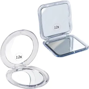 12X/1X Square Double Sided Magnifying Mini Compact Makeup Mirror for Travel - Portable, Handheld & Small Travel Makeup Mirror with 12X and 1X Magnification - Compact, Pocket-Size, Handheld Bundle