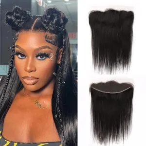 13x4 0.095mm Ultra-Thin Skinlike Real HD Lace Frontal & Closure,Straight Natural Hairstyles,Pre-Plucked Invisible Hairline,Unprocessed Virgin Human Hair,Invisible Knots HD Lace,16inch