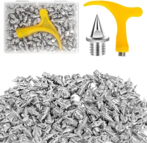 1/4 Inch Track Spikes, 220pcs Stainless Steel Pyramid Shoe Spikes With Wrench for Track and Cross Country, Replacement for Sprint Sports Short Running Shoes