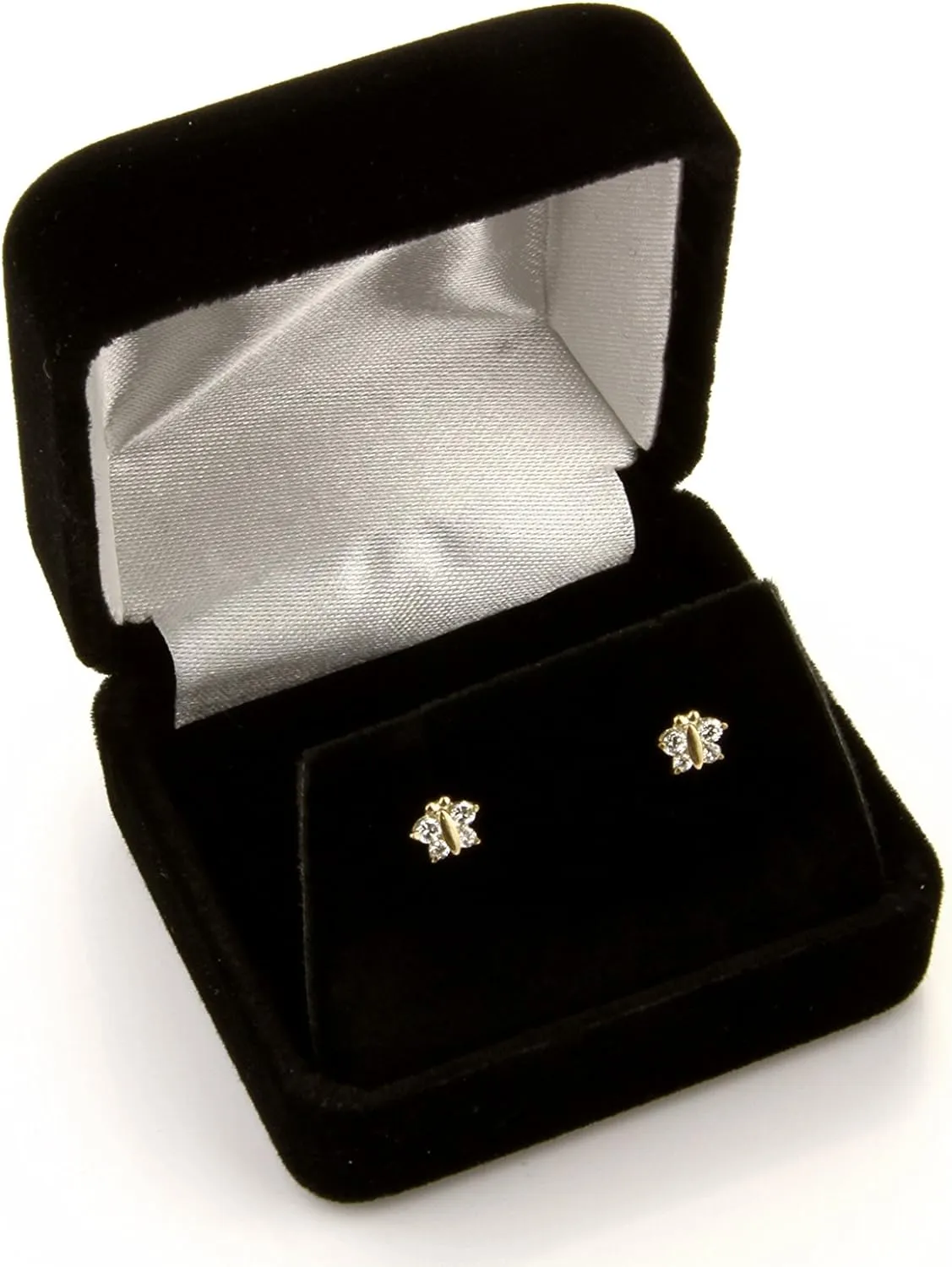 14k Yellow Gold 4mm Round Solitaire Basket Set Stud Earrings with Screw Back - 12 Different Color Available