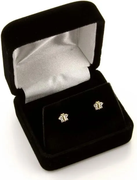 14k Yellow Gold 4mm Round Solitaire Basket Set Stud Earrings with Screw Back - 12 Different Color Available