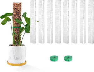 15 Inch 8 Pcs Plastic Moss Poles for Climbing Plants, Plant Support for Indoor Plants, White, Rectangular