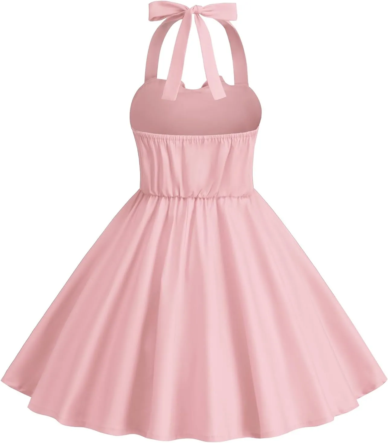 1950s Vintage Dresses for Girls Halter Dress Sleeveless Bowknot Heart Neck 4-12 Years