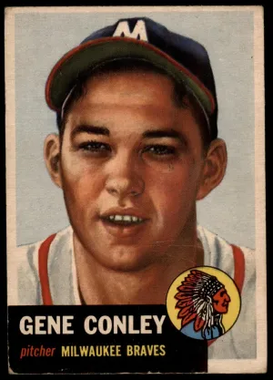 1953 Topps # 215 Gene Conley Boston/Milwaukee Braves (Baseball Card) GOOD Braves