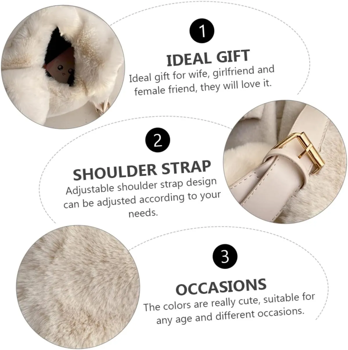 1pc Messenger Bag Women Crossbody Bag Girls Shoulder Bag Woman Plush Bag Plush Crossbody Bag Women