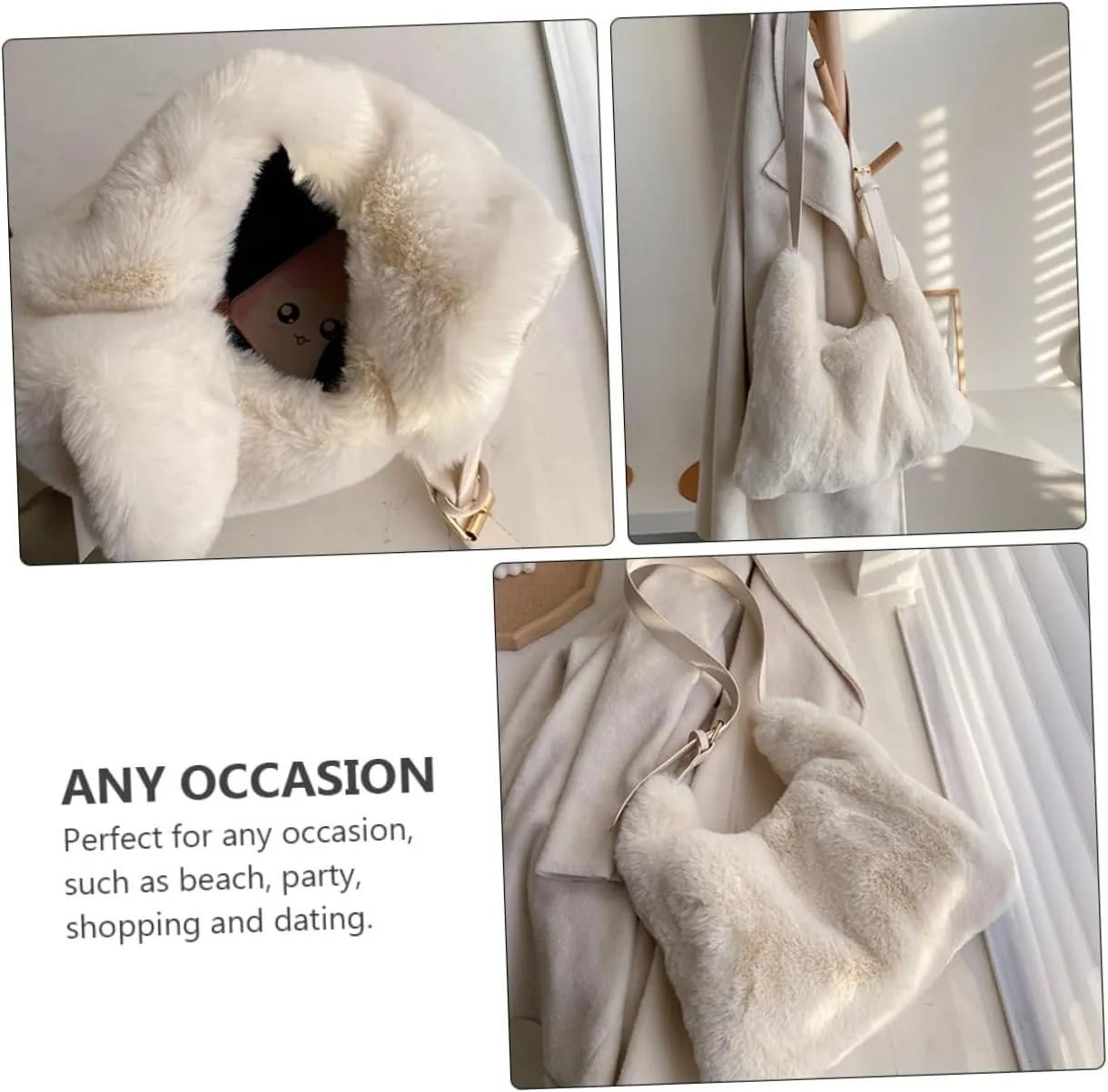 1pc Messenger Bag Women Crossbody Bag Girls Shoulder Bag Woman Plush Bag Plush Crossbody Bag Women