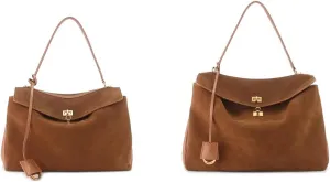 2025 Autumn and winter suede patchwork cowhide B bag Kelly lock travel armpit travel special shoulder handbag