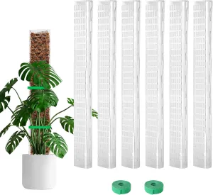 24 Inch 6 Pcs Plastic Moss Pole for Plants Monstera, 6×24'' Plant Poles for Climbing Plants, Plant Support for Indoor Plants Work with Sphagnum Moss