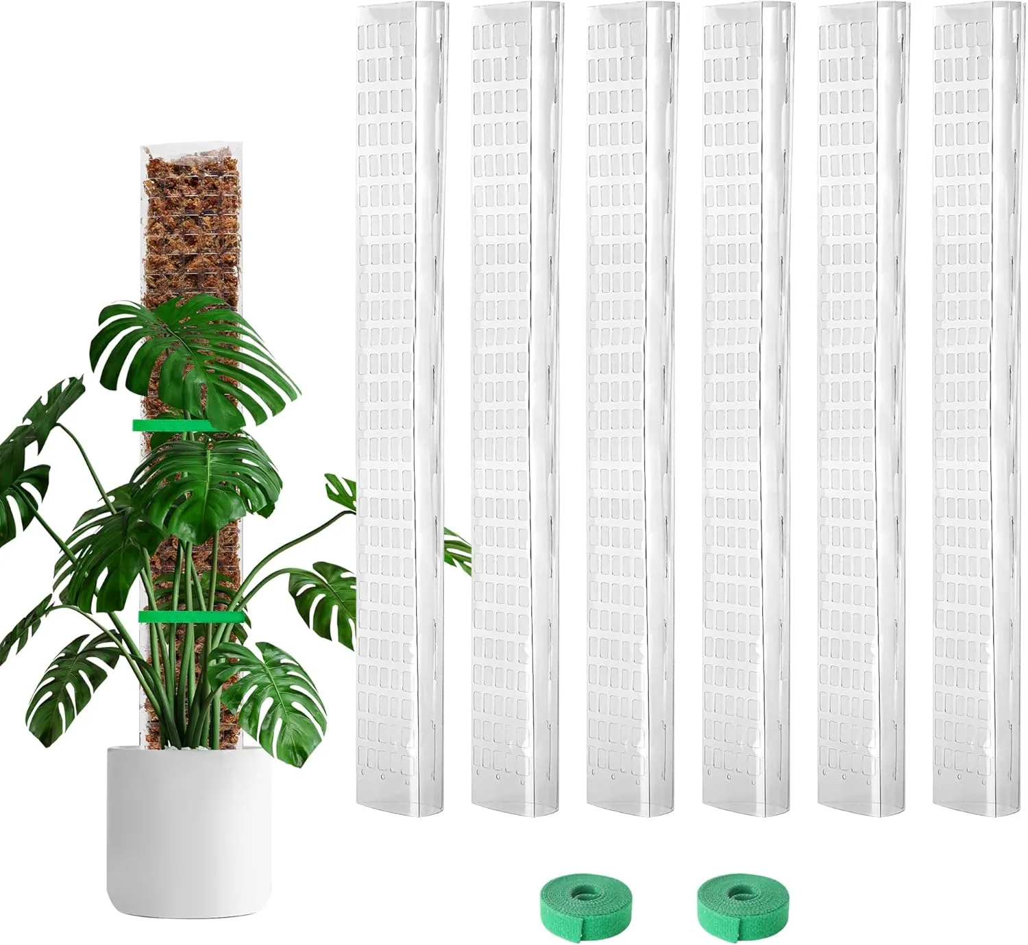 24 Inch 6 Pcs Plastic Moss Pole for Plants Monstera, 6×24'' Plant Poles for Climbing Plants, Plant Support for Indoor Plants Work with Sphagnum Moss