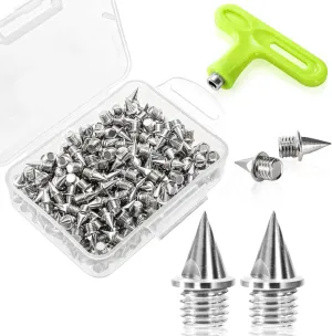 240 Pieces 1/4 Track Spikes, Steel Cross Country Spikes, Pyramid Replacement Shoes Spike with Wrench for Sprint Sports Short Running, Climbing, Golf Shoes