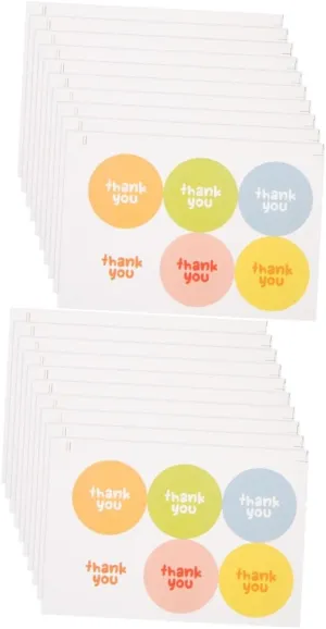 2sets Bag Label Stickers Adhesive Stickers Thank You for Wedding Circle Labels Circle Festive Atmosphere 20pcs*2