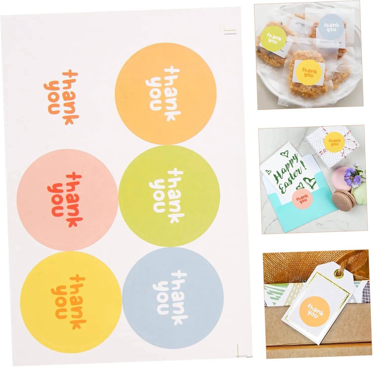 2sets Bag Label Stickers Adhesive Stickers Thank You for Wedding Circle Labels Circle Festive Atmosphere 20pcs*2