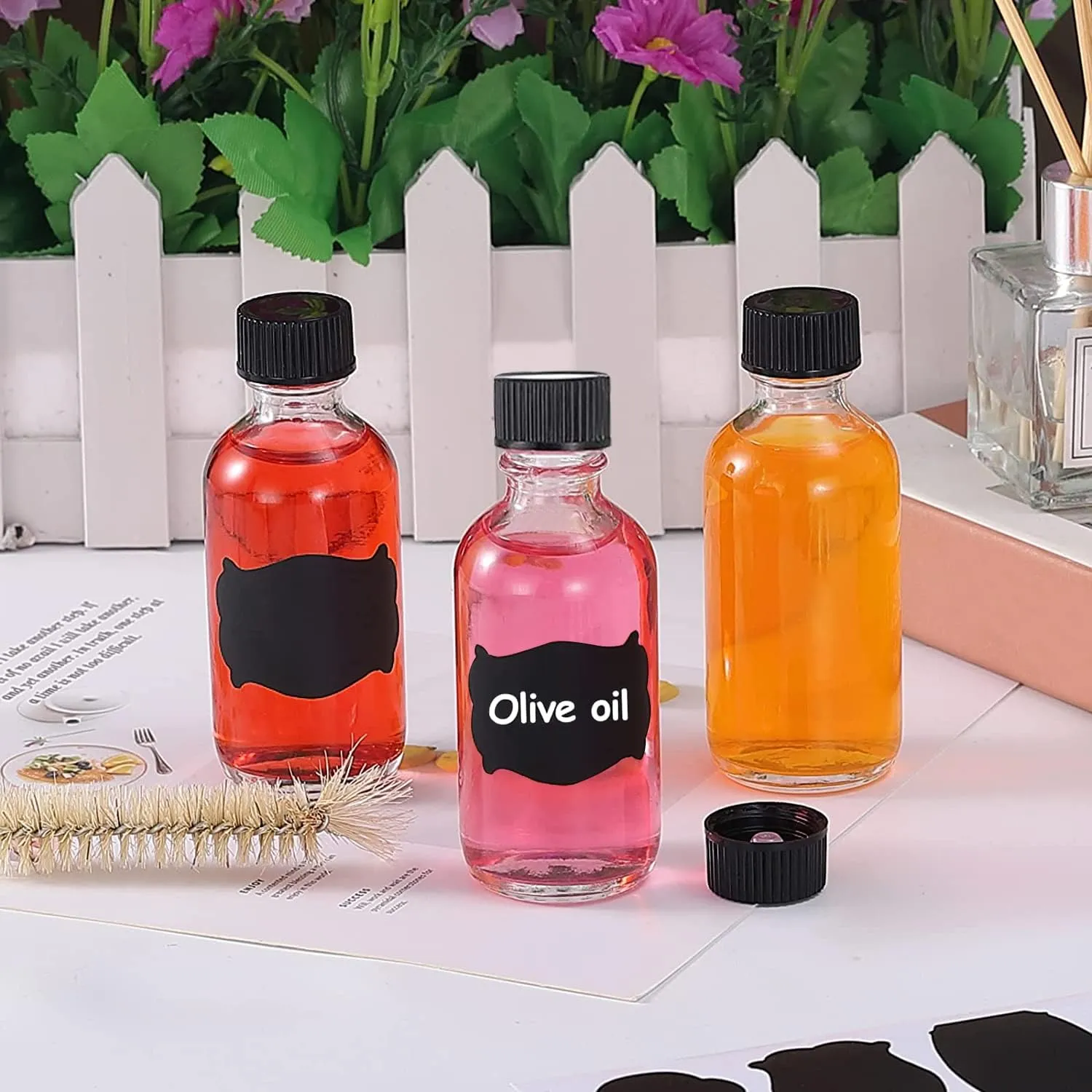 30Pack Shot Bottles with Caps,2 Oz Bourbon Sample Bottles,Ginger Beverage Bottle,60ml Small Shot Glasses with Funnels,Labels,for Making Vanilla Extract Tincture Potion Ginger Whiskey Oils
