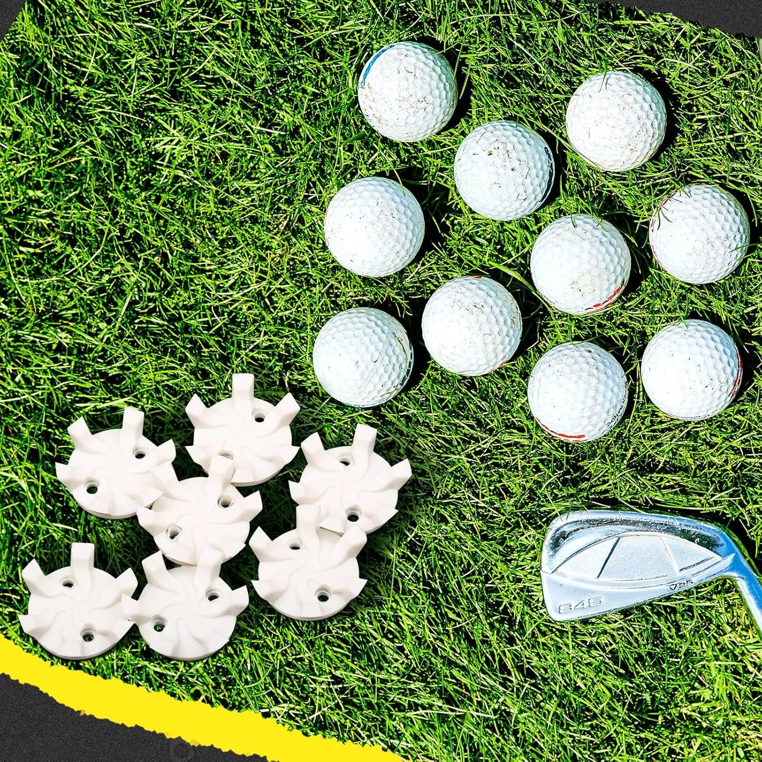 31 Pcs Golf Spikes Set Includes 30 Pcs Golf Cleats Replacement Black Golf Cleats Spanner Metal Thread Screw 6 mm Dia Golf Spike Tool for Lawn Cricket Shoe Golf Player Lover (White)