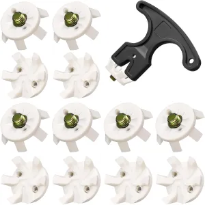 31 Pcs Golf Spikes Set Includes 30 Pcs Golf Cleats Replacement Black Golf Cleats Spanner Metal Thread Screw 6 mm Dia Golf Spike Tool for Lawn Cricket Shoe Golf Player Lover (White)