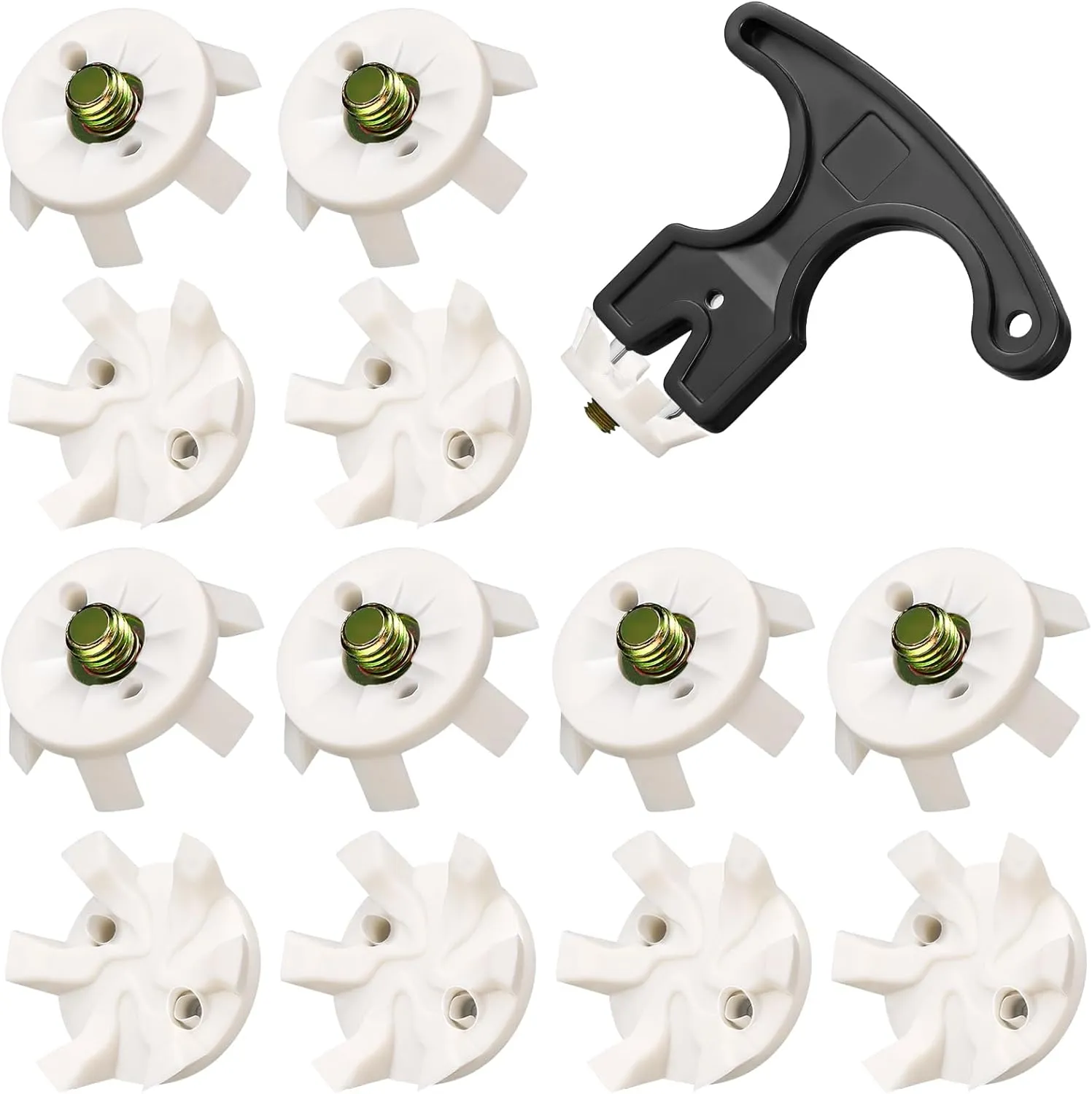 31 Pcs Golf Spikes Set Includes 30 Pcs Golf Cleats Replacement Black Golf Cleats Spanner Metal Thread Screw 6 mm Dia Golf Spike Tool for Lawn Cricket Shoe Golf Player Lover (White)