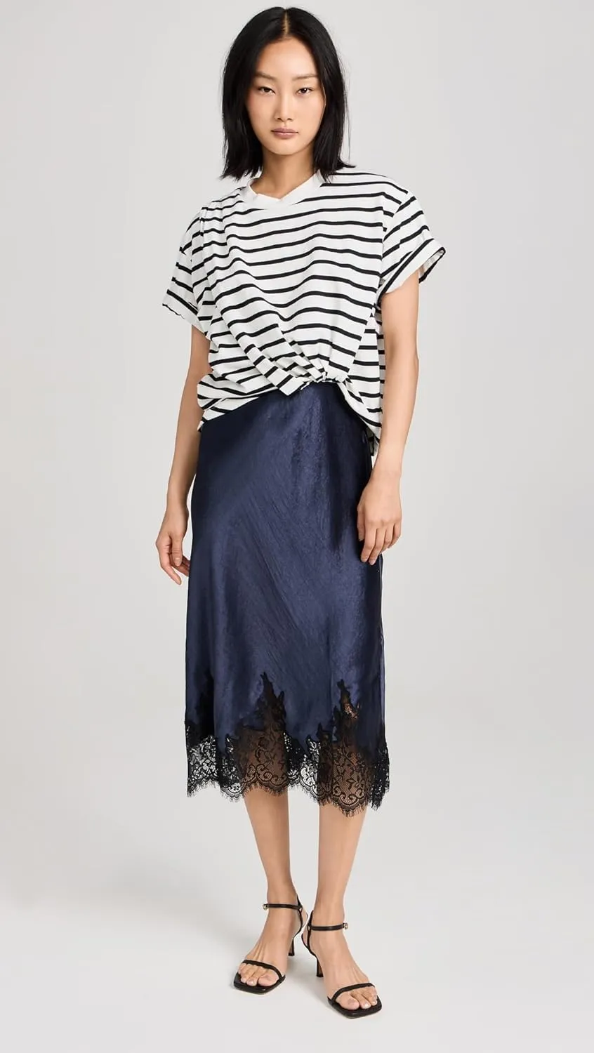 3.1 Phillip Lim Women's Striped Draped T-Shirt Slip Combo Dress