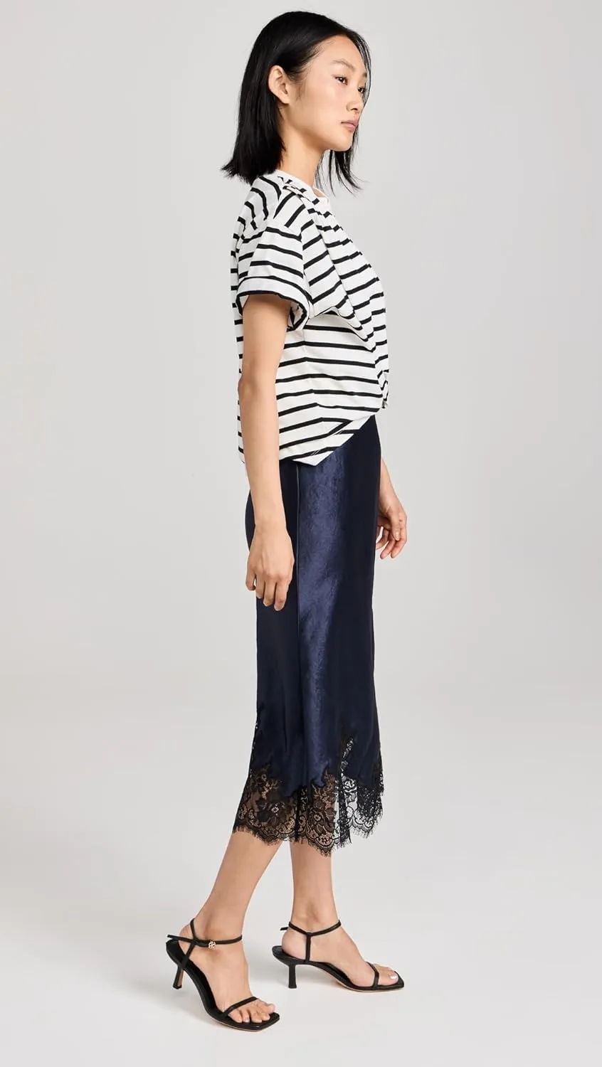 3.1 Phillip Lim Women's Striped Draped T-Shirt Slip Combo Dress
