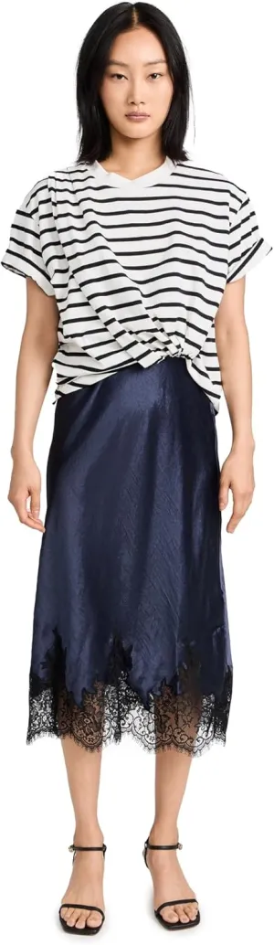 3.1 Phillip Lim Women's Striped Draped T-Shirt Slip Combo Dress