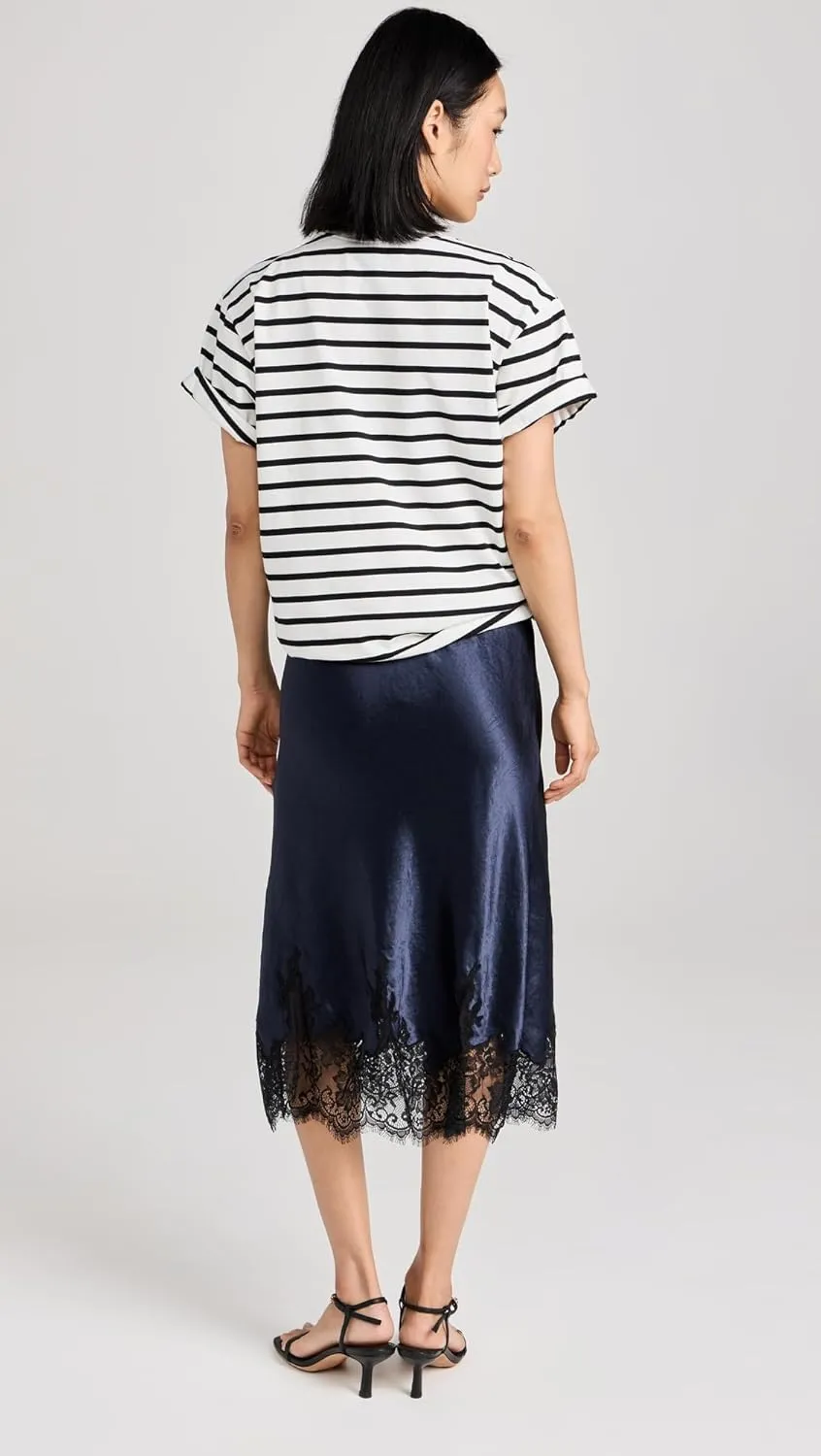 3.1 Phillip Lim Women's Striped Draped T-Shirt Slip Combo Dress