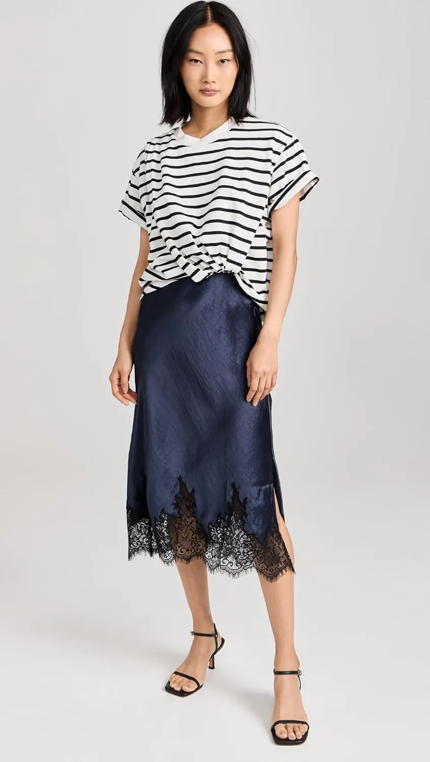 3.1 Phillip Lim Women's Striped Draped T-Shirt Slip Combo Dress