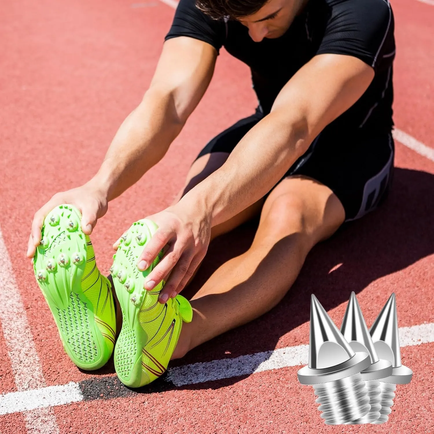 3/16 Inch Track Spikes,Stainless Steel Pyramid Shoe Spikes with Spike Wrench for Track and Cross Country,Replacement Spike for Sprint Sports Short Running Shoes