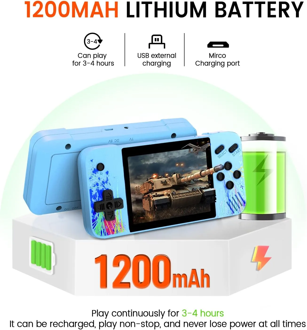 3.5" HD Screen Handheld Game -Preloaded 800 Retro Video Games, 2025 New Portable Gaming Player for Birthday Home Travel Xmas Gift (Blue)