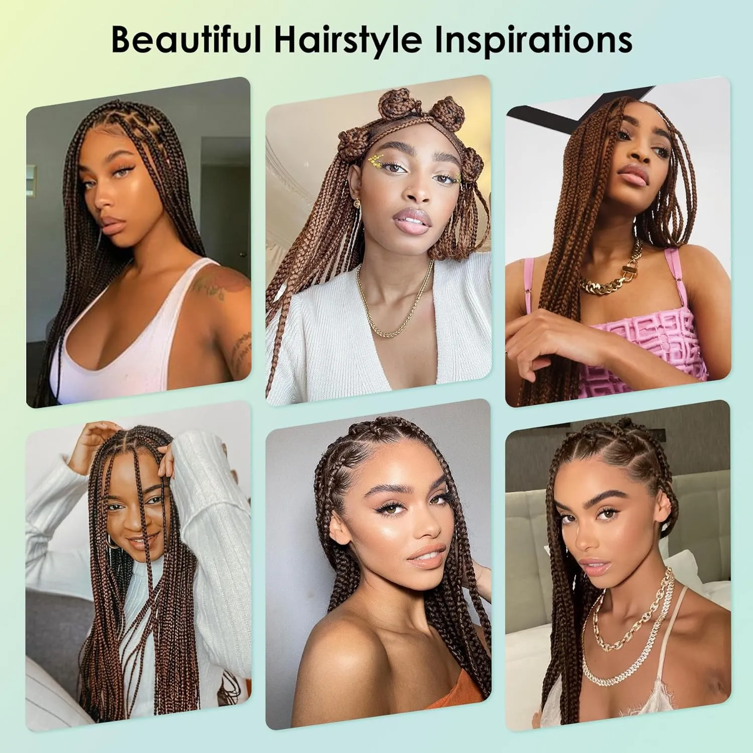 360° HD Full Lace Knotless Braided Wigs for Women Box Braid Wig with Baby Hair Premium Synthetic Natural Looking Brown Braided Lace Front Wigs 36 Inch