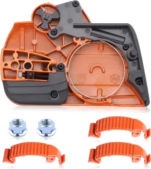 440 Chain Brake Assembly Side Clutch Cover for Husqvarna 440 Chainsaw, Husky 440e II Chainsaw Clutch Cover with Brake Assy & Bar Nuts Buckle Clips Kit, 501388203 Clutch Cover Chain Saw Parts