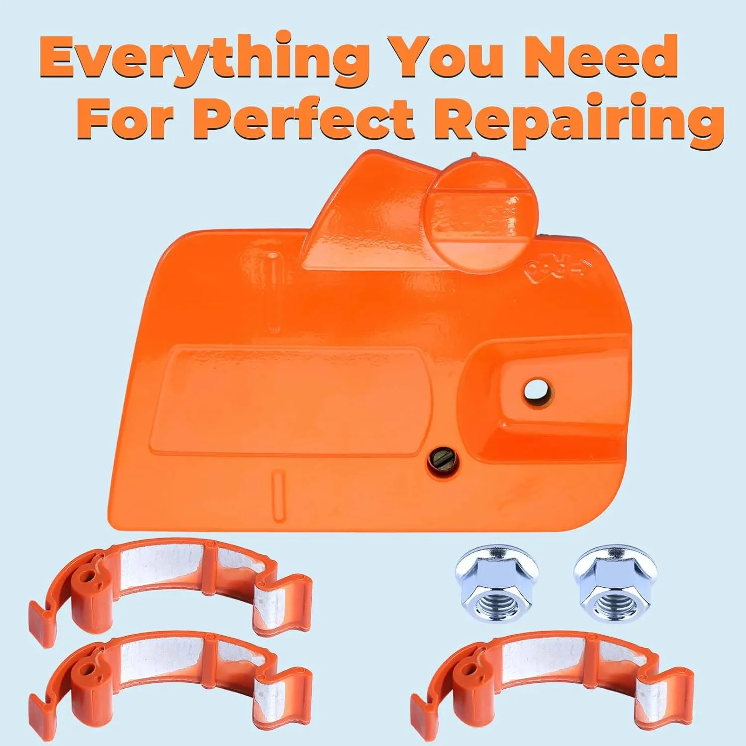 440 Chain Brake Assembly Side Clutch Cover for Husqvarna 440 Chainsaw, Husky 440e II Chainsaw Clutch Cover with Brake Assy & Bar Nuts Buckle Clips Kit, 501388203 Clutch Cover Chain Saw Parts