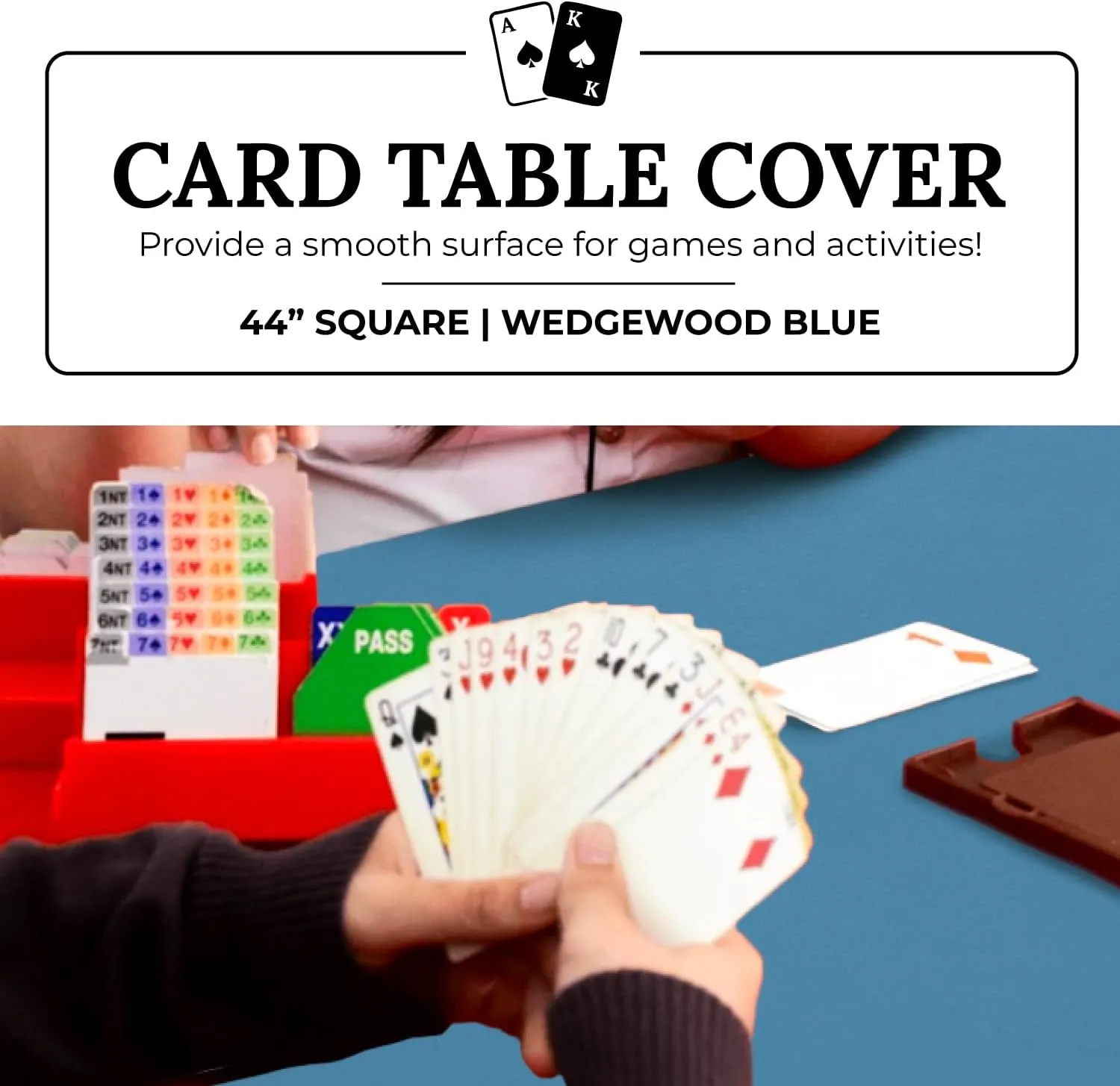44" Square Wedgewood Blue Card (Bridge) Table Cover
