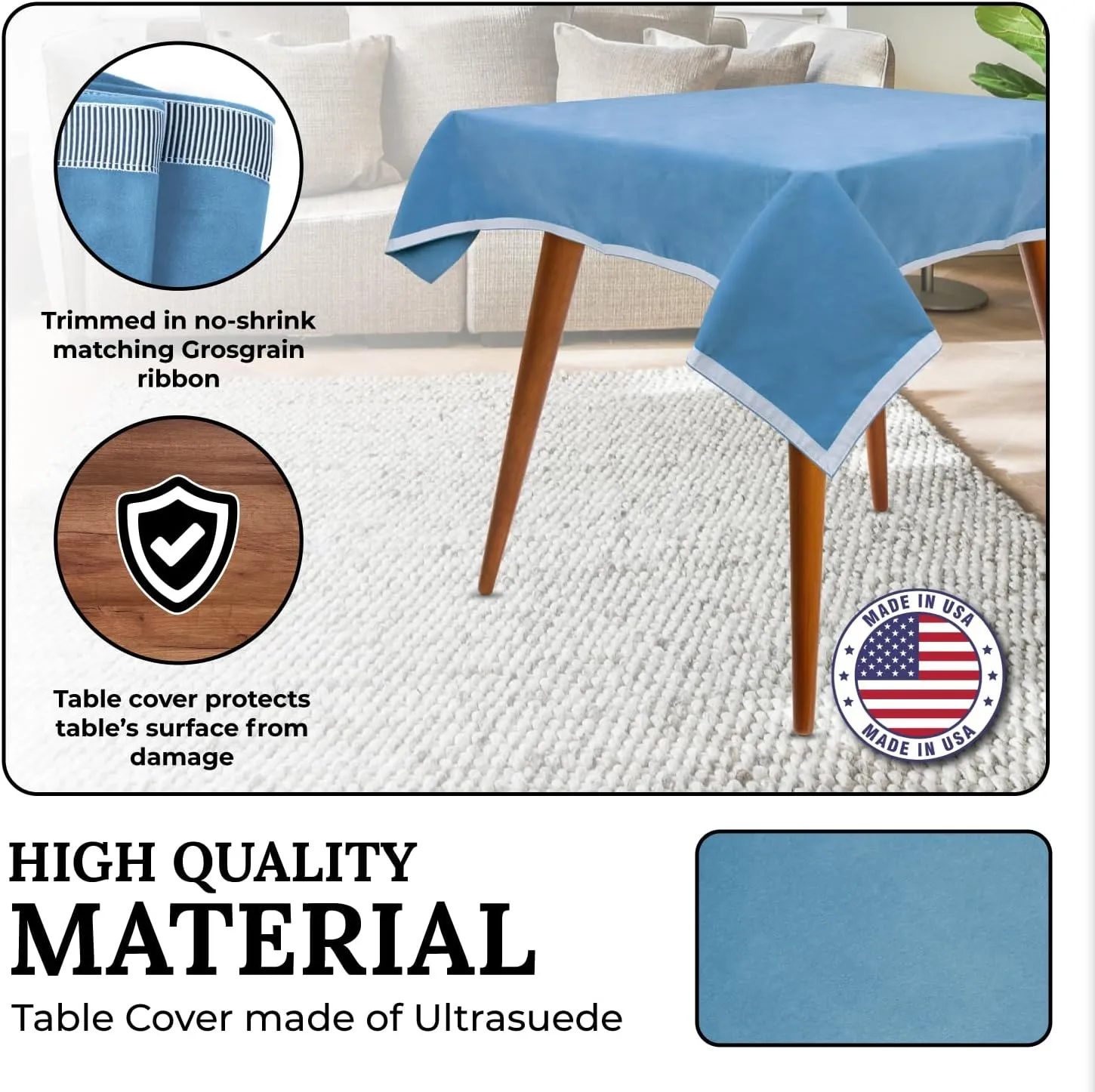 44" Square Wedgewood Blue Card (Bridge) Table Cover
