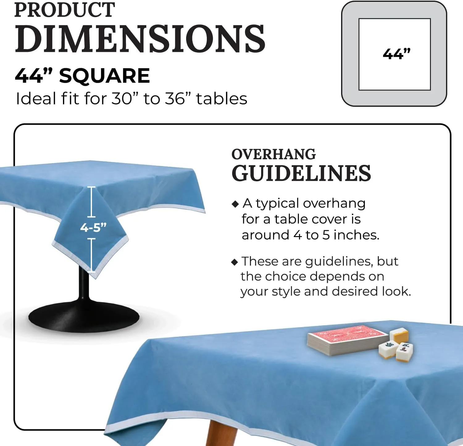 44" Square Wedgewood Blue Card (Bridge) Table Cover