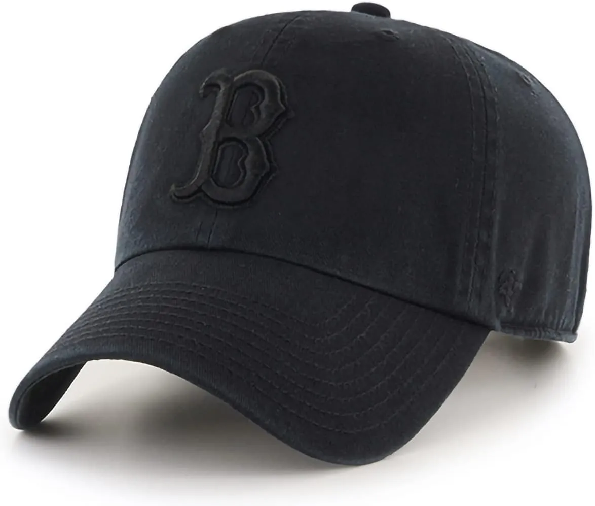 47 Brand MLB Black Black Primary Logo Clean Up Adjustable Baseball Cap Hat, Adult One Size Fits All