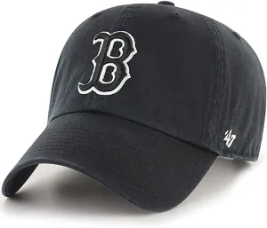 47 Brand MLB Black White Outline Primary Logo Clean Up Adjustable Baseball Cap Hat, Adult One Size Fits All