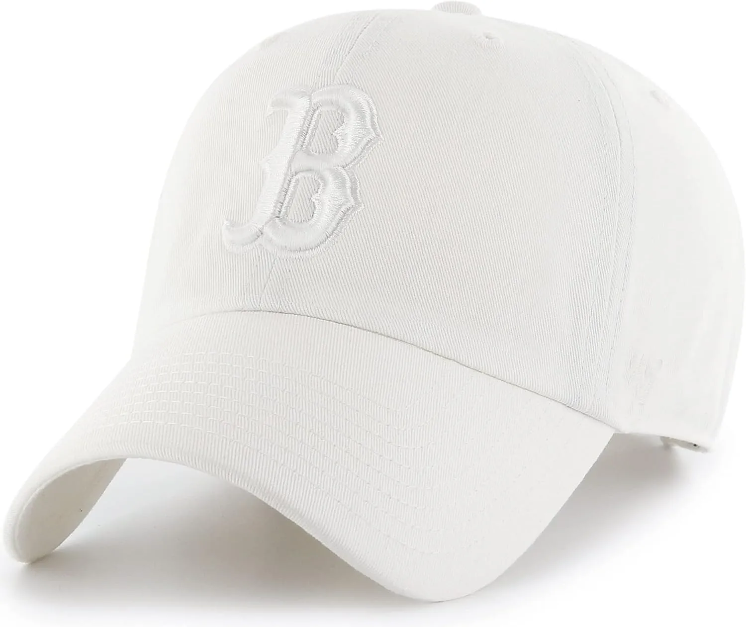 47 Brand MLB White White Primary Logo Clean Up Adjustable Baseball Cap Hat, Adult One Size Fits All