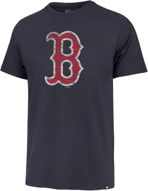 47 MLB Men's Team Color Distressed Imprint Primary Logo Wordmark Short Sleeve Baseball T-Shirt