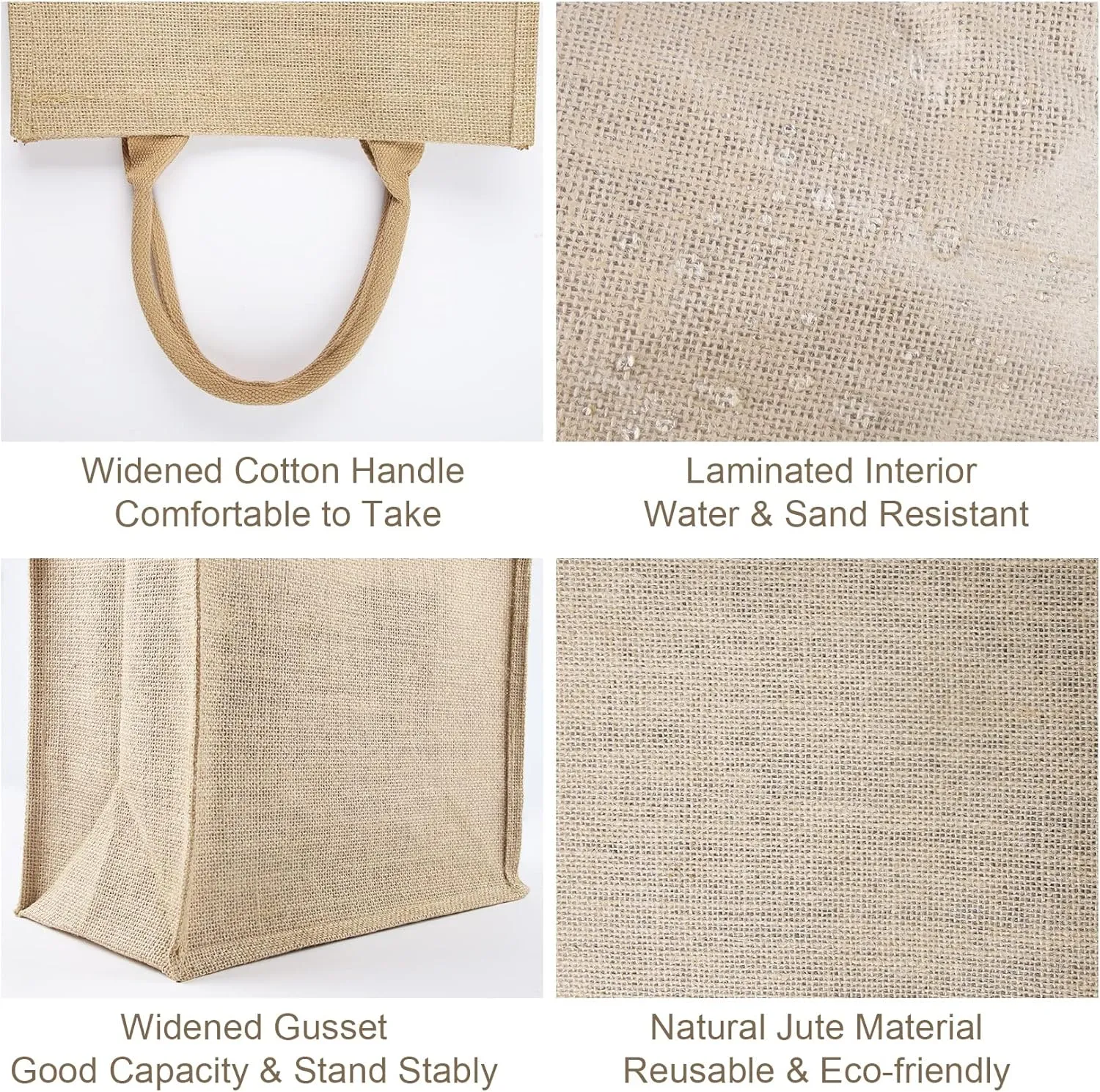 5 Pack Burlap Tote Bags Bulk, Reusable Jute Tote Bag with 7Yd Ribbon Blank Burlap Gift Bag with Handle Waterproof Beach Tote Bag for Bachelorette Gift Bags 12.2''x10.6''x6.3''