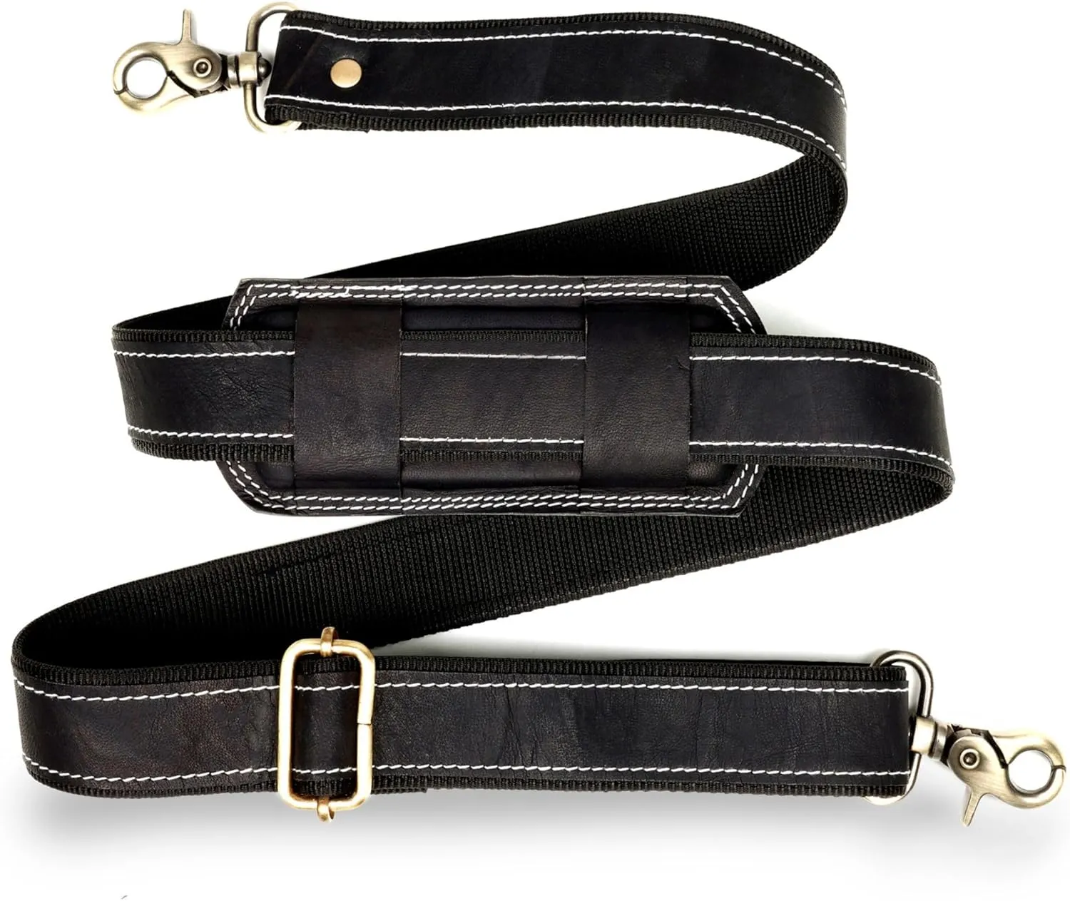 60-inch Genuine Black Leather Shoulder Straps for Bags Perfect Crossbody Strap for Laptop Bag, Messenger Bags, Briefcase, Satchel, Purse, Handbag, Duffle Luggage, Totes, Gym Bags