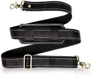 60-inch Genuine Black Leather Shoulder Straps for Bags Perfect Crossbody Strap for Laptop Bag, Messenger Bags, Briefcase, Satchel, Purse, Handbag, Duffle Luggage, Totes, Gym Bags