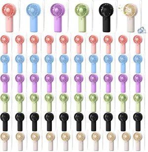 60 Pcs Mini Portable Fan Handheld Battery Operated Portable Small Personal Fans for Summer Travel Beach Indoor Outdoor Cooling Gift (Green,Pink,White,Blue,Black,Purple)