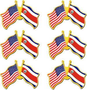 6/12/50/100 Pack -American Costa Rica Friendship Flag Pins Bulk -1.4” Metal US USA Costa Rica Lapel Pins Badge Button Souvenir